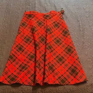 Plaid A-Line Skirt - Red and Black